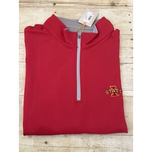 Iowa State Cyclones Peter Millar Performance  Shirt Mens Red Perth 1/4 Zip Large